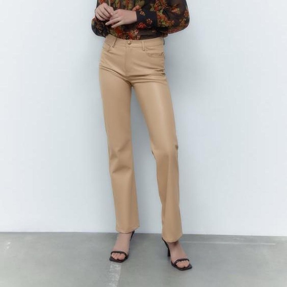 Zara Straight Leg Faux Leather Pants